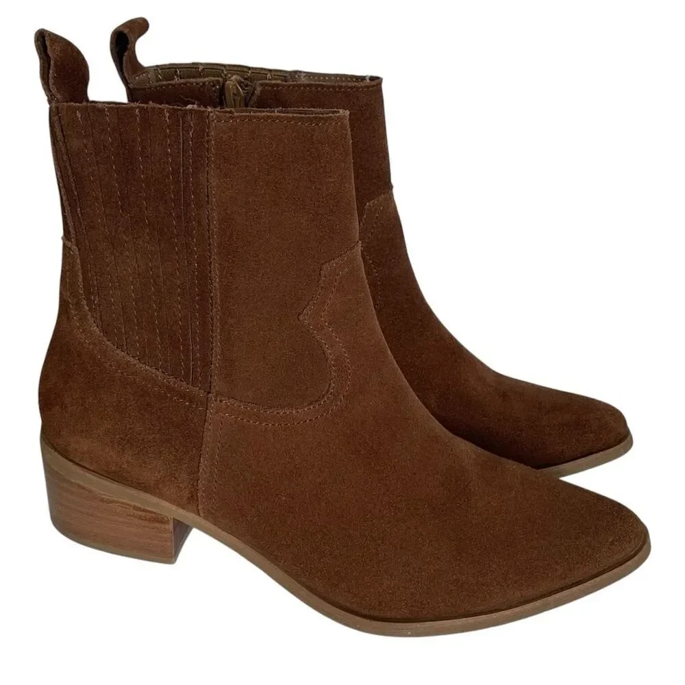 Steven by Steve Madden Wayland Western Ankle Booties Brown Suede Size 10M